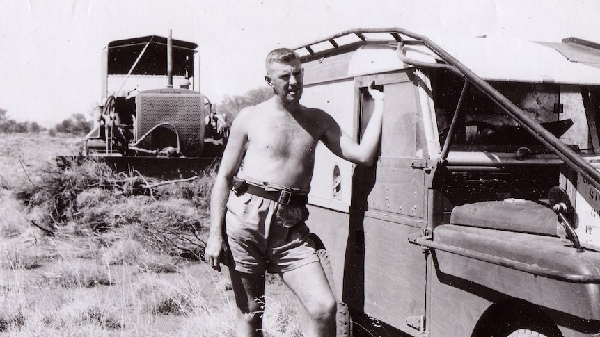 Len Beadell during the construction of the Gunbarrel highway