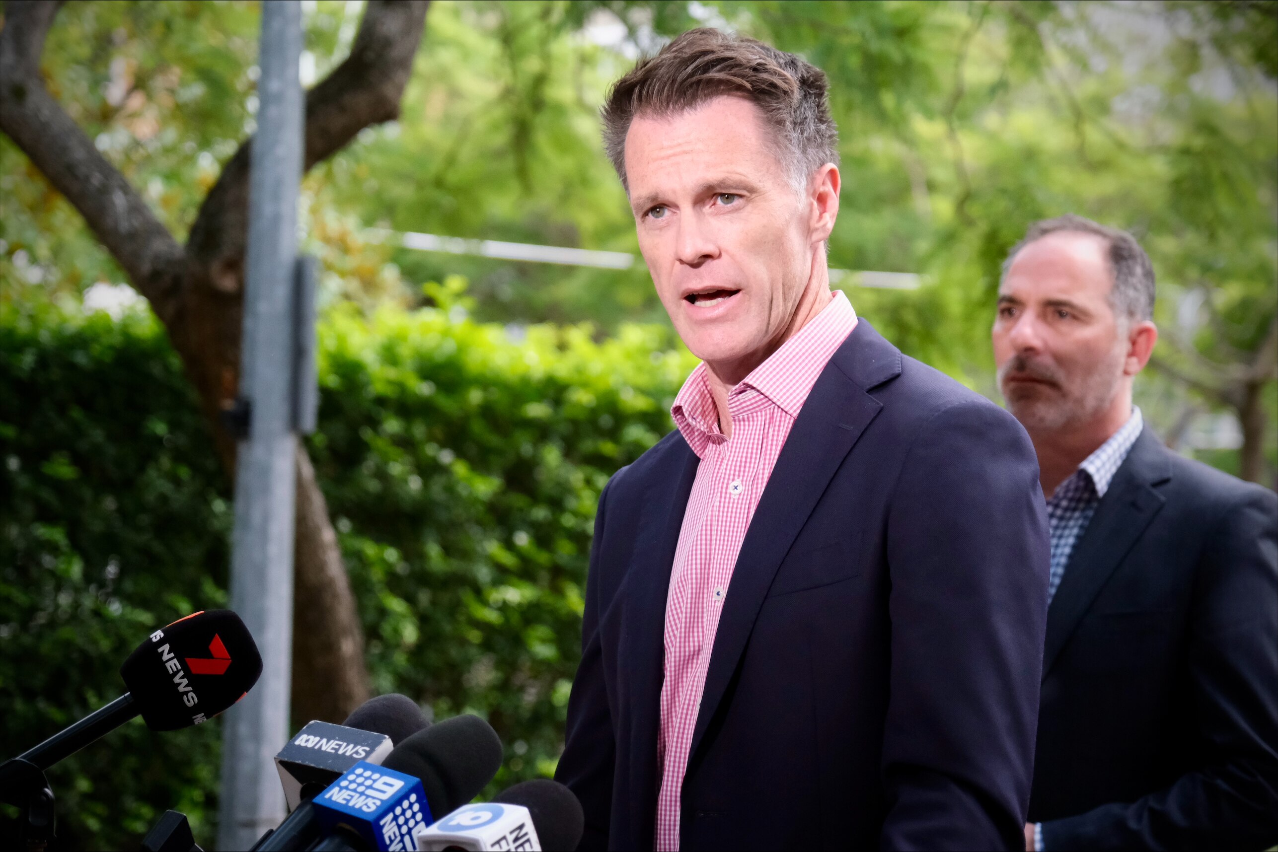 The premier speaks to the media.