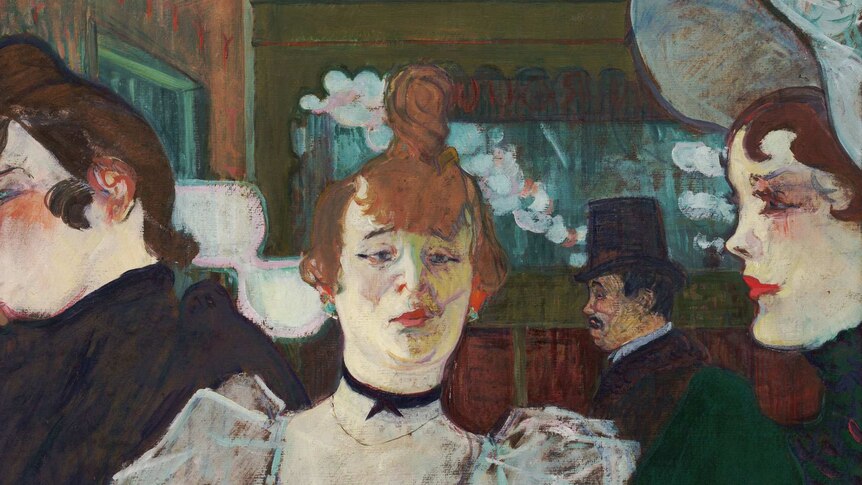 La Goulue entering the Moulin Rouge (1892) by Henri de Toulouse-Lautrec. Oil on cardboard.