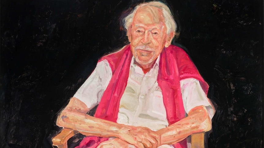 A portrait of 101-year-old Guy Warren painted by Peter Wegner