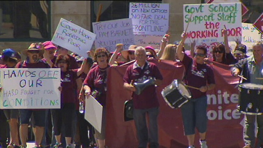 Education and health workers in Perth street protest