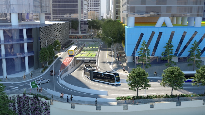 A concept image showing a tunnel under Adelaide Street in Brisbane