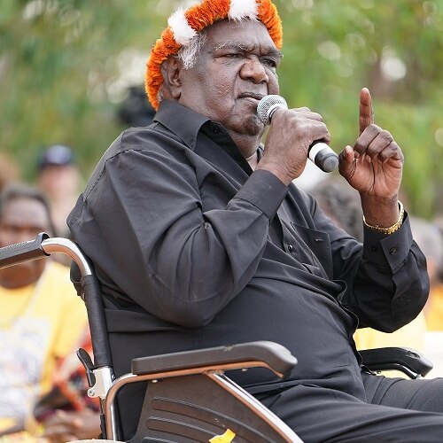 One of Australia's most respected Aboriginal leaders Galarrwuy Yunupingu speaks at Garma Festival.