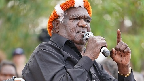 One of Australia's most respected Aboriginal leaders Galarrwuy Yunupingu speaks at Garma Festival.