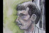Court drawing of Barrie Watts