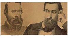 A sepia image of explorers Burke and Wills