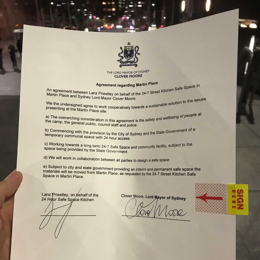 Agreement over Martin Place tent city