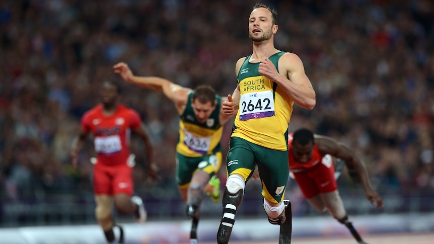 South Africa's Oscar Pistorius came second in the T44 200m final behind Brazil's Alan Oliveira.