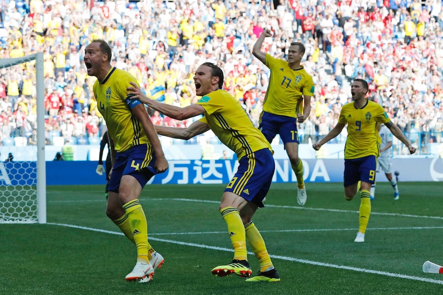 Sweden celebrates its goal