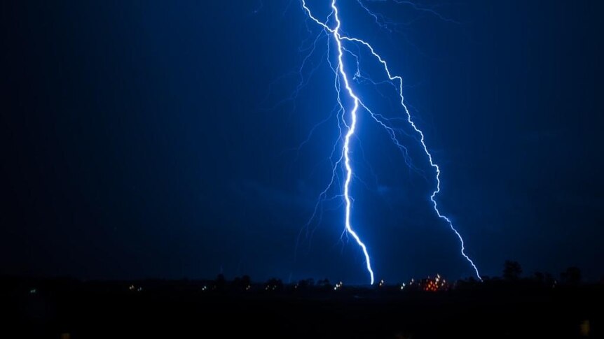 Lightning bolts slam into the ground at North Lakes, a suburb north of Brisbane, around 9.00pm local time on November 17, 2012.