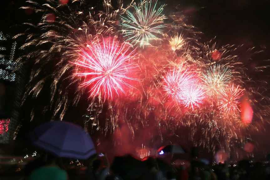 Christmas fireworks at South Bank in Brisbane on December 22, 2017.