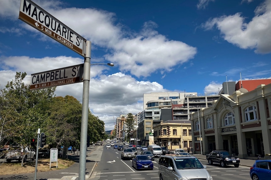 View of Macquarie Street in Hobart.