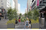 A pop-up park will be built at the intersection of Elizabeth and Flinders St.