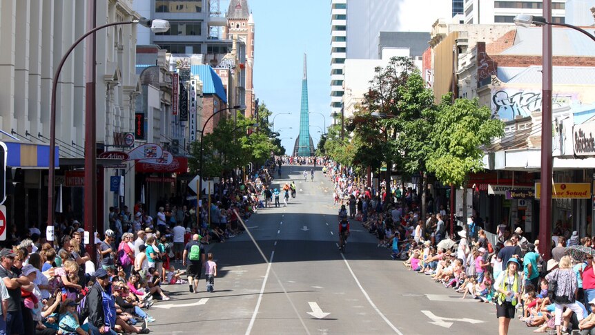 Crowds of people gathered on Perth streets to see The Giants performance