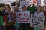 Protesters call for an end to the desalination plant at Kurnell.