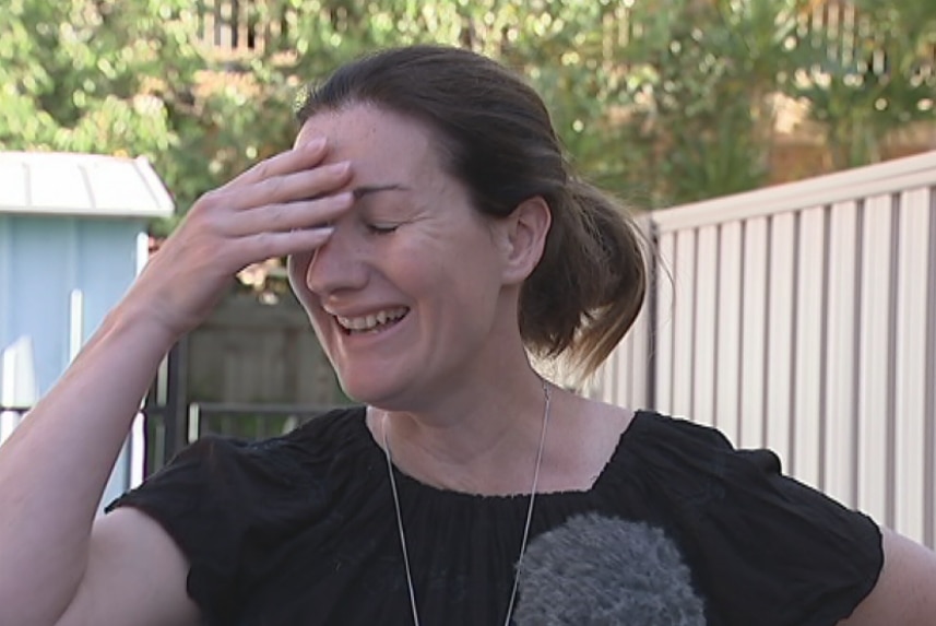 Subiaco resident Gillian Anderson breaks down in tears while standing in the back garden of her house.