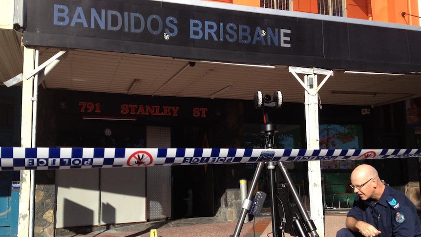 There are several sets of shots that hit the Bandidos club house in Stanley Street at Woolloongabba early this morning.