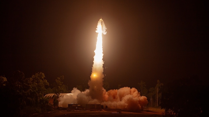 a rocket launches in the outback