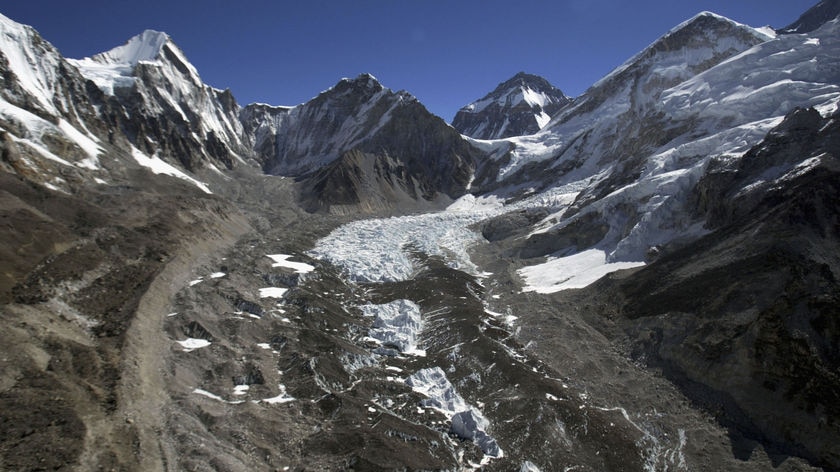 The Khumbu Glacier in the Himalayas