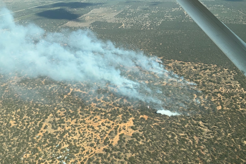 An aerial image of the Fisher scrub fire.