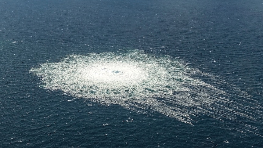 Gas leak at Nord Stream 2 as seen from the Danish F-16 interceptor.