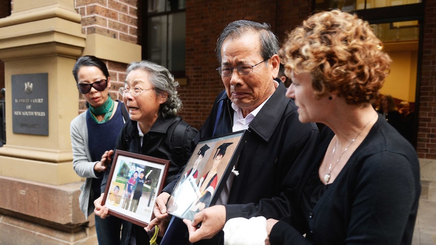 The Lin grandparents outside Sydney's Supreme Court after giving evidence at the Robert Xie trial.