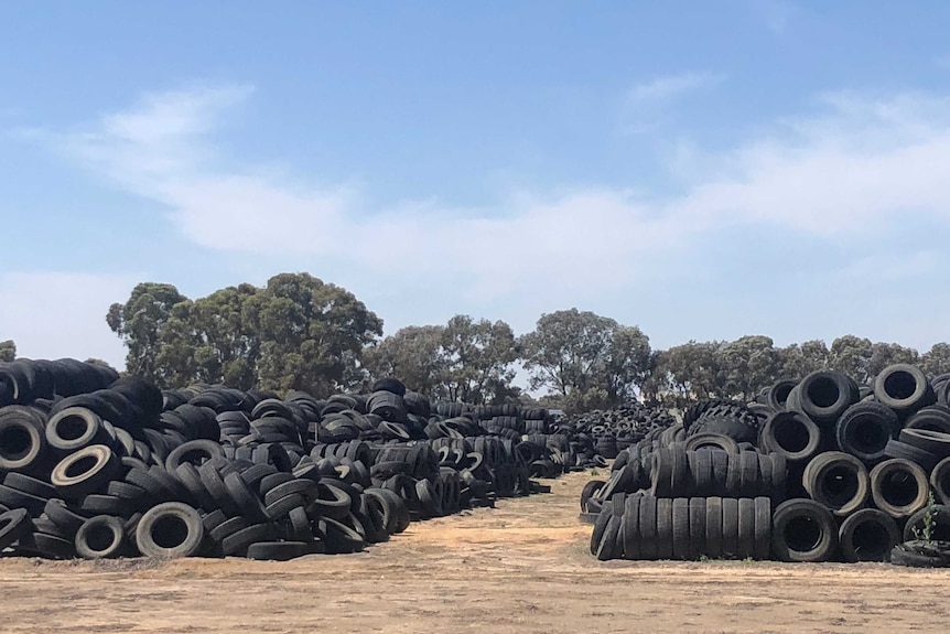 Half a million tyres at an illegal tyre dump in Numurkah