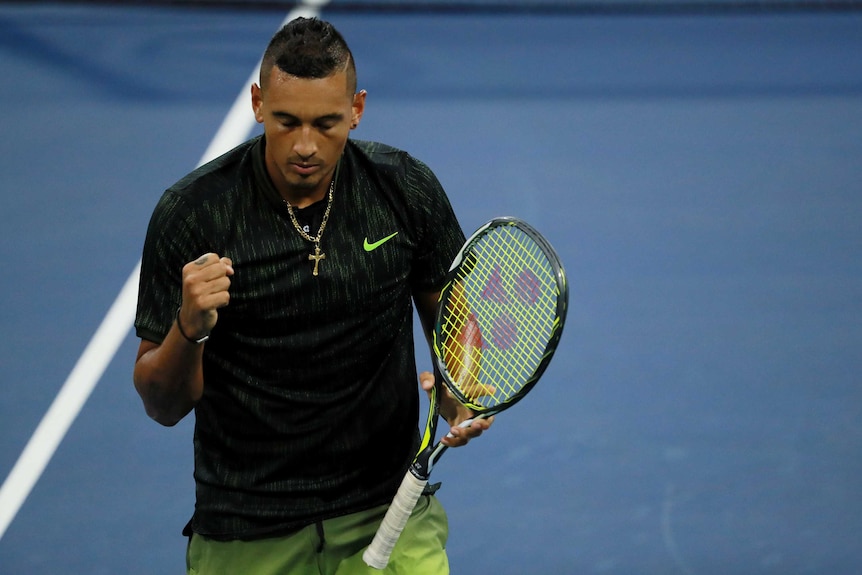 Nick Kyrgios of Australia reacts against Horacio Zeballos of Argentina during his second round Men's Singles match on Day Four of the 2016 US Open