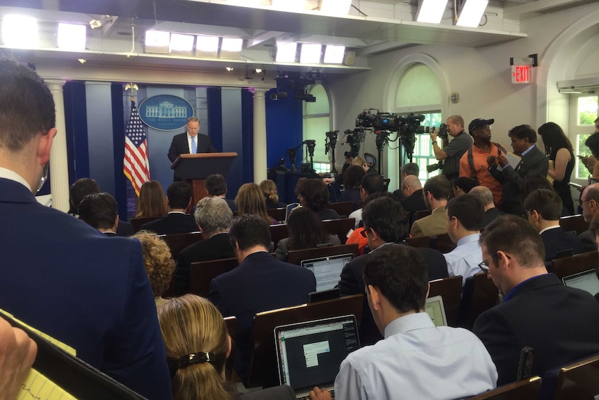 White House Press Secretary Sean Spicer giving a briefing