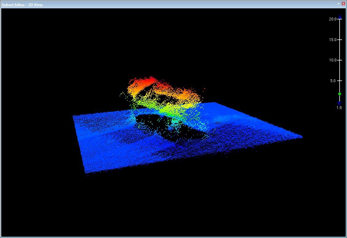 A 3d scan made up of coloured dots shows a shipwreck 