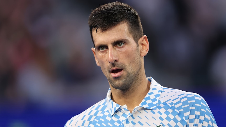 Novak Djokovic looks ahead during his Australian Open semifinal.