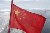 A Chinese flag flying over Antarctica