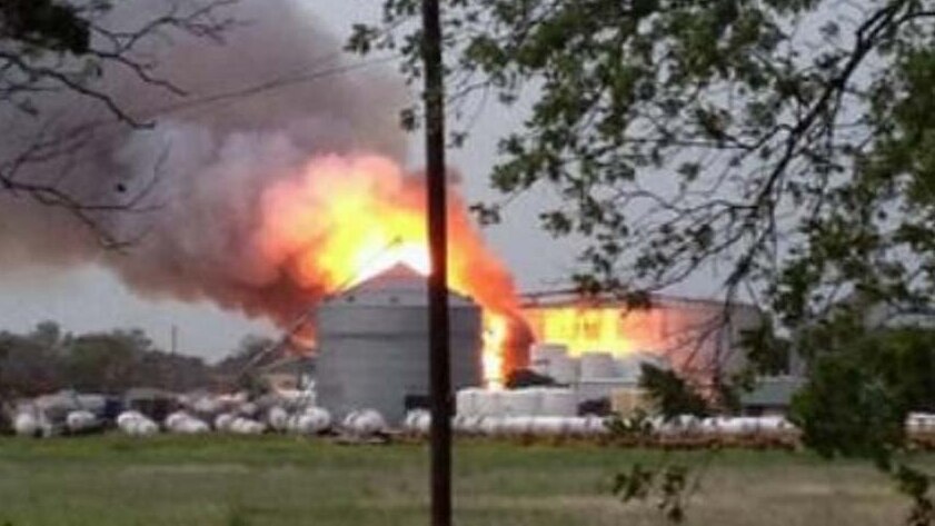 A large fire burns at a factory in West, Texas