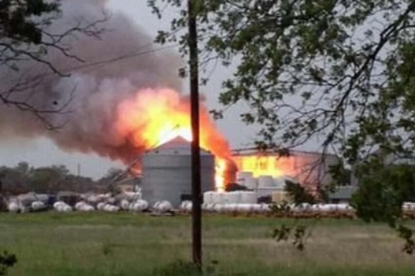A large fire burns at a factory in West, Texas