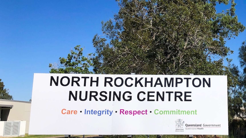 North Rockhampton Nursing Centre sign in front of tree.