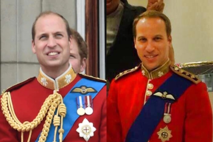 Composite image of Prince William and Adelaide impersonator Simon Watkins.