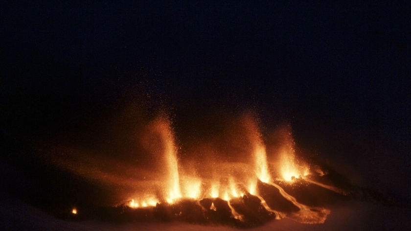Volcano at Icelandic glacier erupts