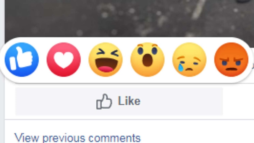 A screenshot detail of the Facebook GUI, showing emojis indicating emotion or approval