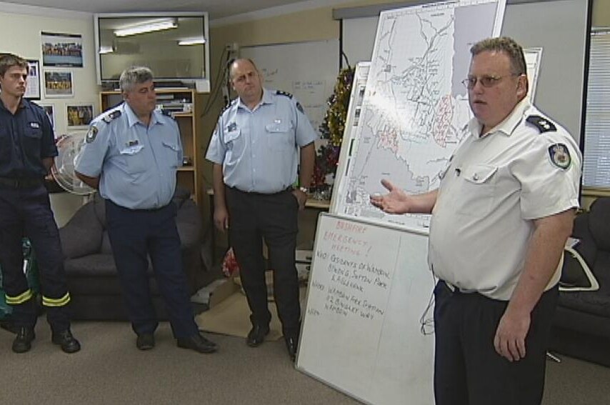 Manager of the Lake George Zone at NSW Rural Fire Service Tim Carroll shows the region's bushfire danger diagram.