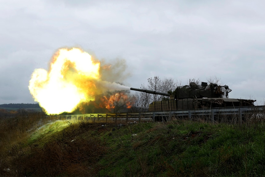 A huge fireball coming from a tank 