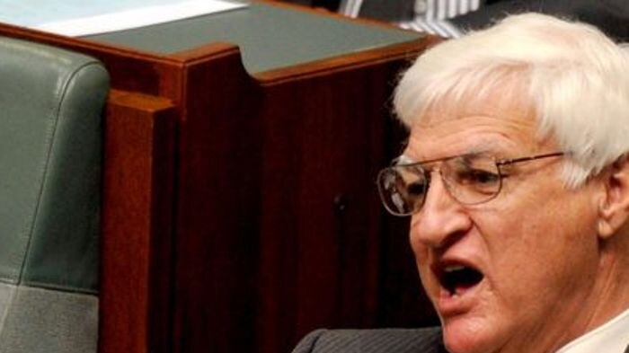 Independent MP Bob Katter reacts during House of Representatives question time.