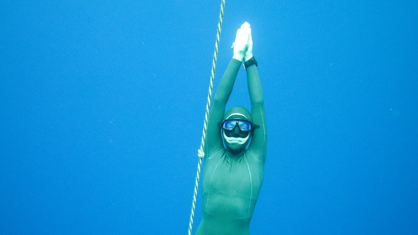 Christina practises for a record attempt in Hawaii.