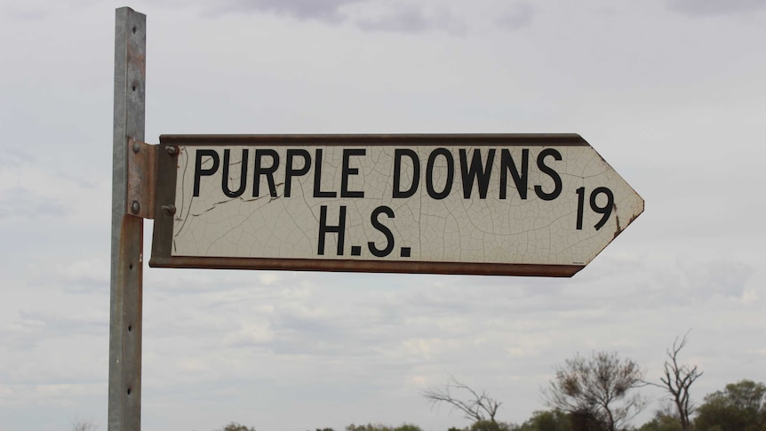 The sign to Purple Downs Homestead