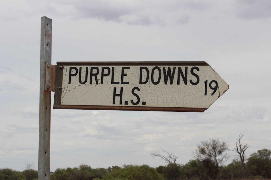The sign to Purple Downs Homestead
