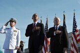 Obama stands during the national anthem on 9/11