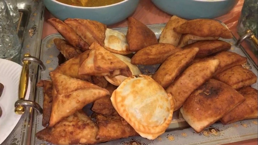 Photo of various sambuusas, which are triangle-shaped pastries synonymous with Ramadan for many Somali families.