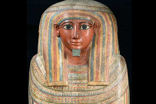 A preserved, painted coffin from ancient egypt