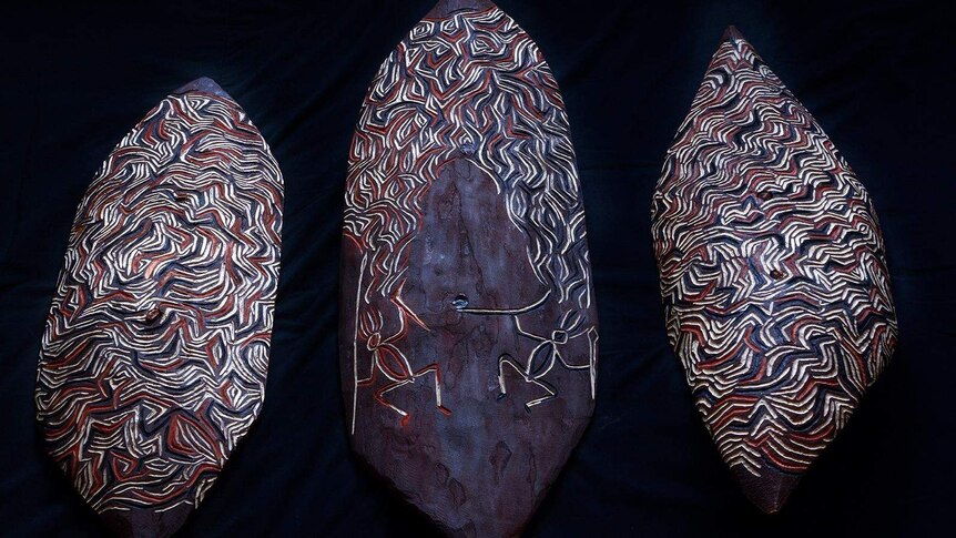 Wood carvings by Andy Snelgar, a prominent Aboriginal artist from Taree.