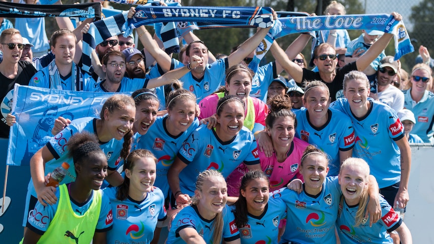 Sydney FC players celebrate qualifying for W-League decider