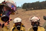 RFS member Mark Davis wear his P3 mask with his colleagues in the field.